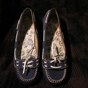 Navy Blue Flats Slip On Shoes